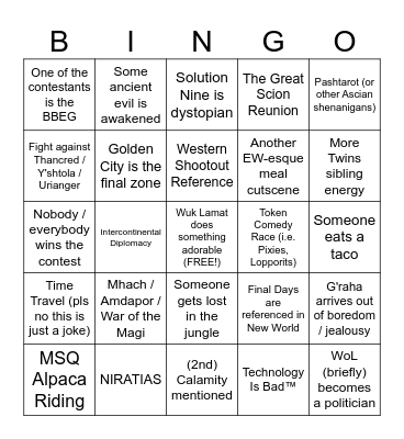 FFXIV Dawntrail Bingo Card