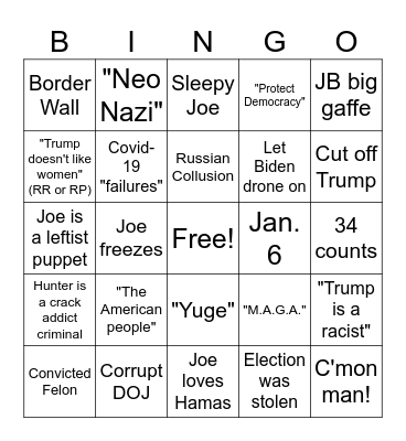 Debate Bingo Card