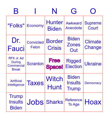 June 27 Presidential Debate Bingo! Bingo Card