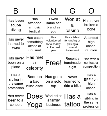 Human Bingo Card