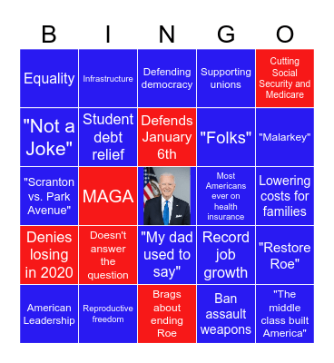 Debate Bingo Card