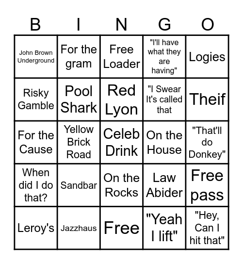 Alene Rounds Bingo Bar Crawl Bingo Card