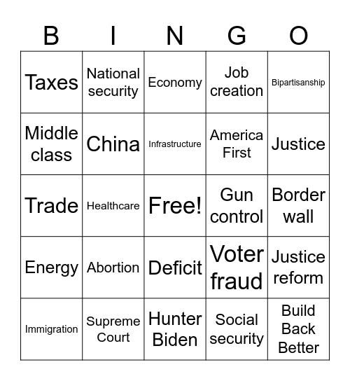 Debate e01s60 Bingo Card