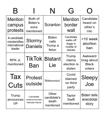 Debate Bingo Card