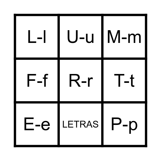 BINGO DE LETRAS Bingo Card