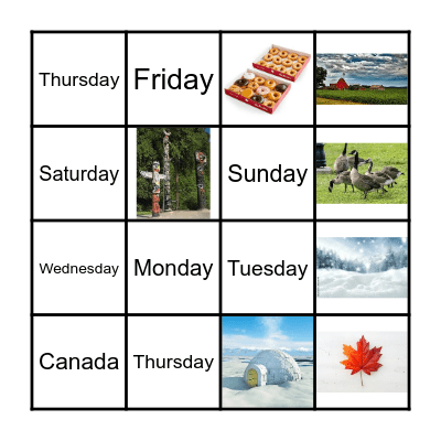 Canada Bingo Card