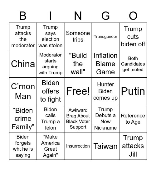 Election Bingo Card