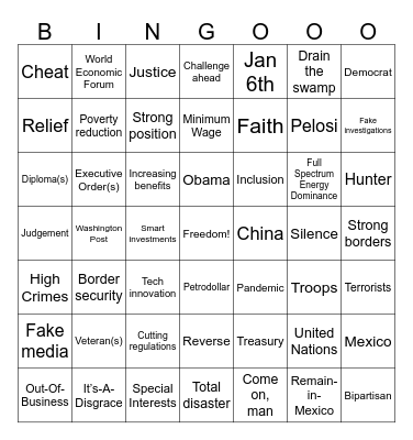 2024 Presidential Debate Bingo Card