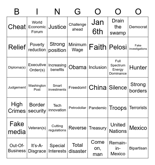 2024 Presidential Debate Bingo Card