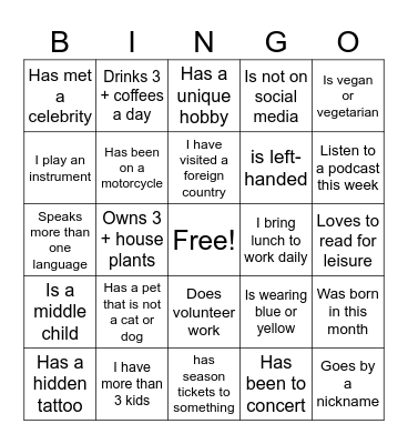 Silverado All Staff Bingo Card