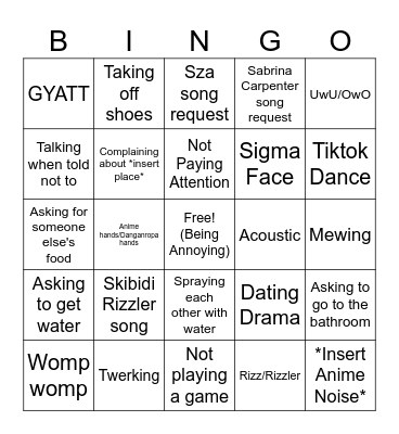 Brainrot Bingo Card