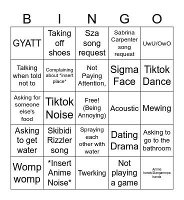 Brainrot Bingo Card