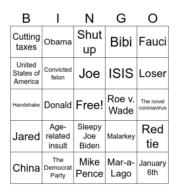Debate 2024 Bingo Card