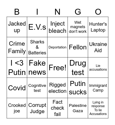 Dump Vs Biden Bingo Card