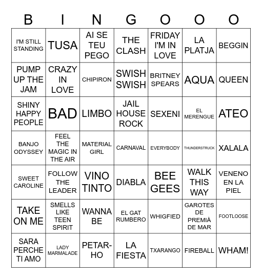 LA LA BINGO Card