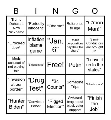 Debate Bingo 1 Bingo Card