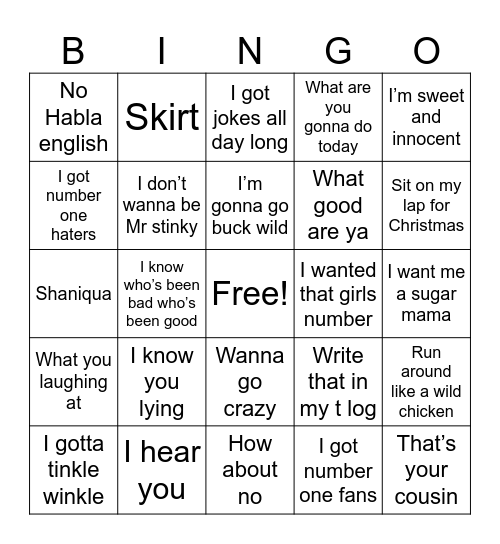 David Bingo Card