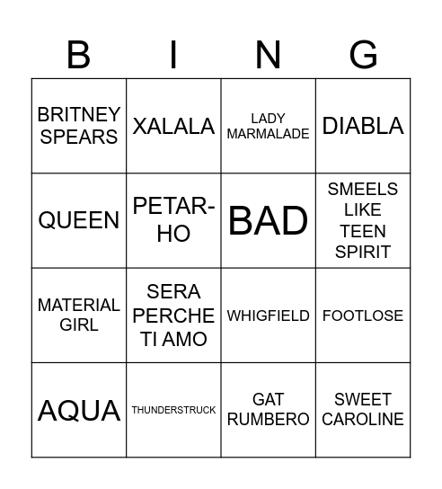 BAIX LA LA LA Bingo Card