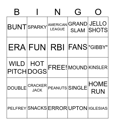 TIGER BASEBALL BINGO Card