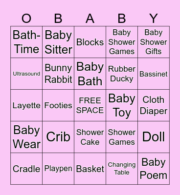 Taylor's OBABY BINGO GAME Bingo Card