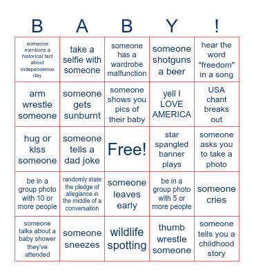 Backyard Boogie Bingo Card