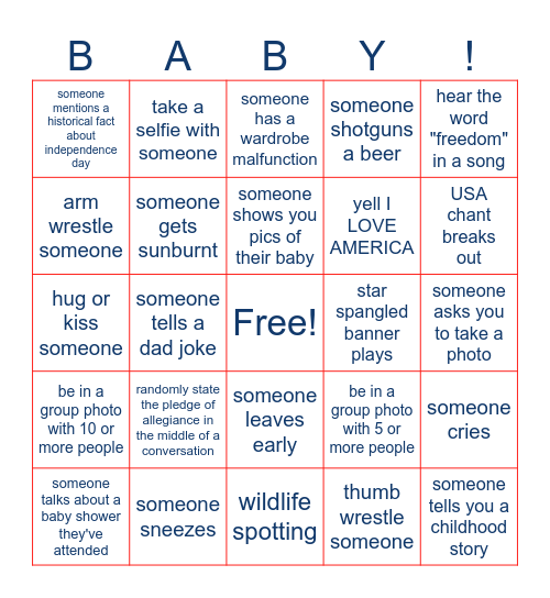 Backyard Boogie Bingo Card