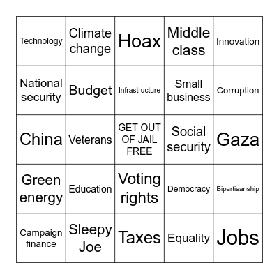 2024 DEBATE Bingo Card