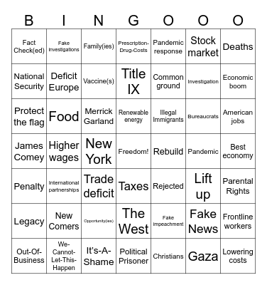 2024 Presidential Debate Bingo Card