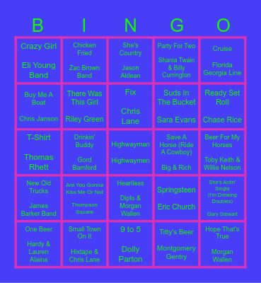COUNTRY MUSIC Bingo Card