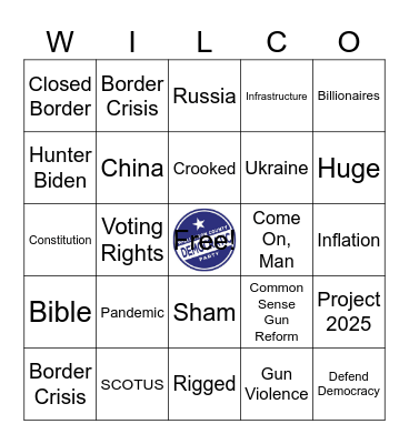 WCDP DEBATE WATCH BINGO Card