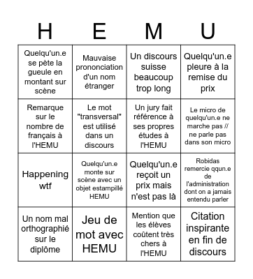 Bingo Palmarès 2024 Bingo Card