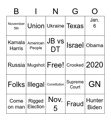 Debate Bingo Card