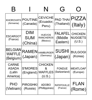 Name___________________________________ Bingo Card