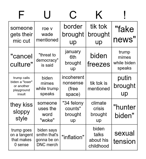 get me out of here Bingo Card