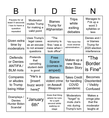 2024 Debate Bingo Card