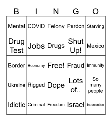 The Great Debate Bingo Card