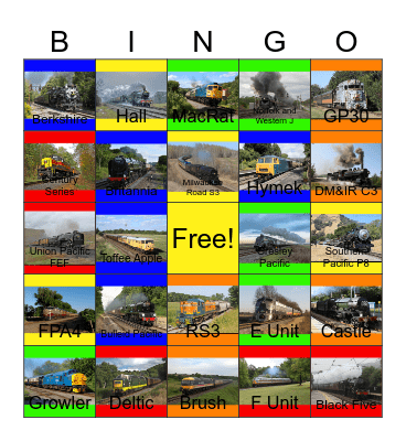 Railways 2013-2017 Bingo Card