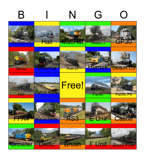 Railways 2013-2017 Bingo Card