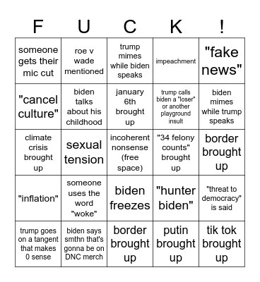 get me out of here Bingo Card
