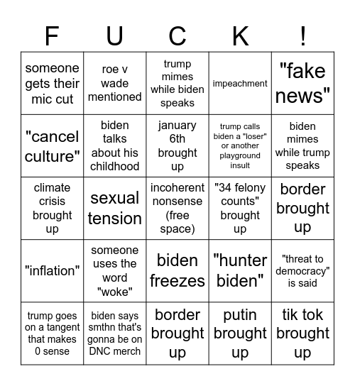 get me out of here Bingo Card