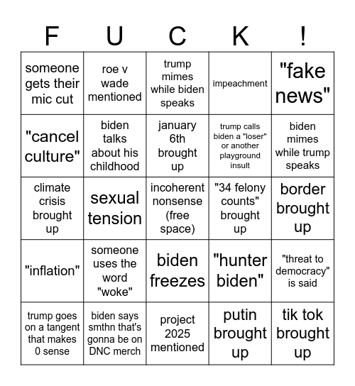 get me out of here Bingo Card
