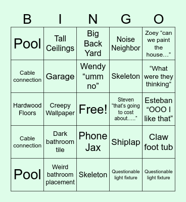 House Hunting Bingo Card