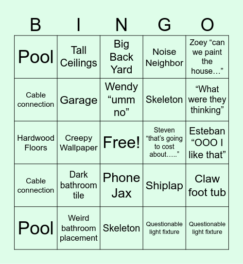 House Hunting Bingo Card