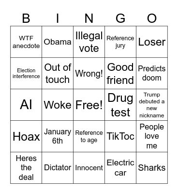 Debate Bingo Card