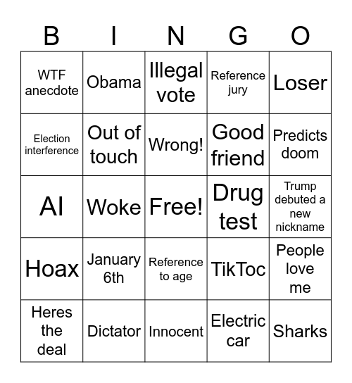 Debate Bingo Card