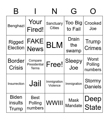Debate Bingo Card