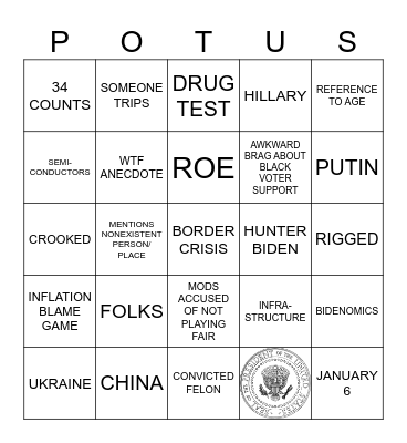 BIDEN v TRUMP, ROUND 2 Bingo Card