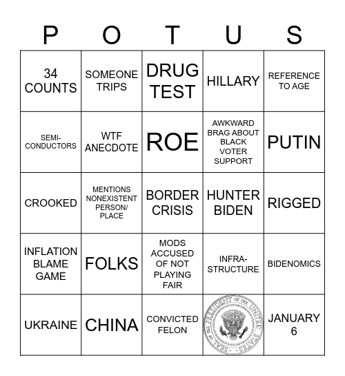 BIDEN v TRUMP, ROUND 2 Bingo Card