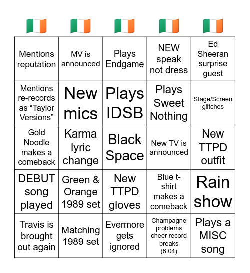 Dublin week Bingo Card