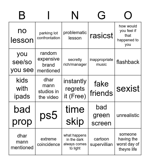 dhar mann bingo Card